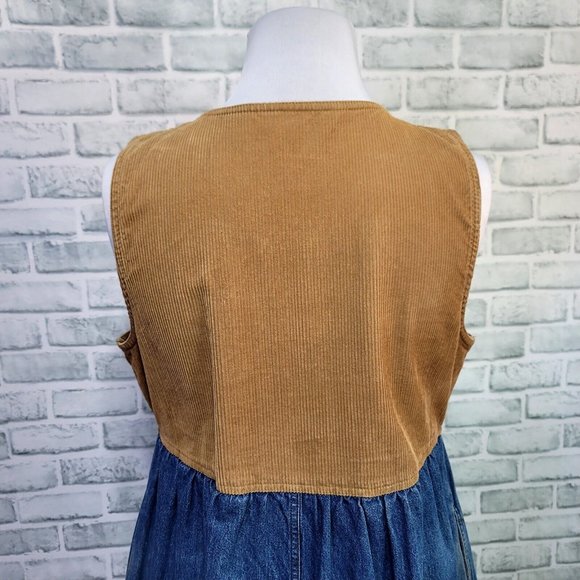 Vintage 90s D.P.S Womens M Tan Corduroy Denim Jumper Tank Shirt‎ Dress - Picture 10 of 13